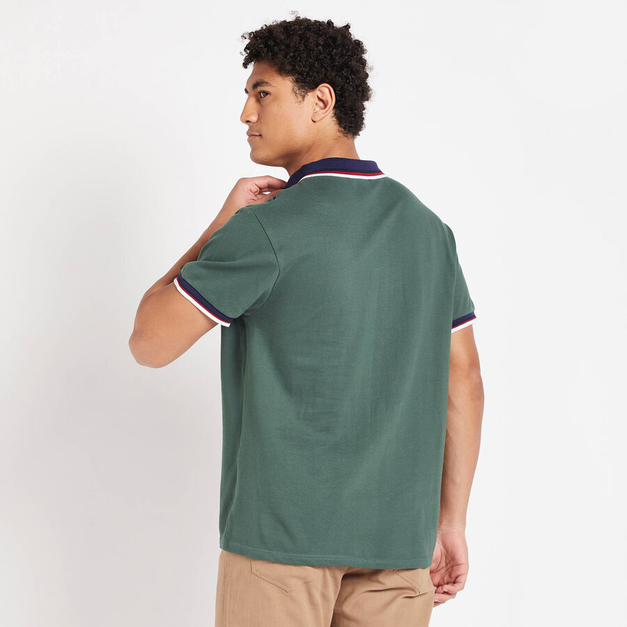 Solid Polo Shirt, Dark Green, large image number null