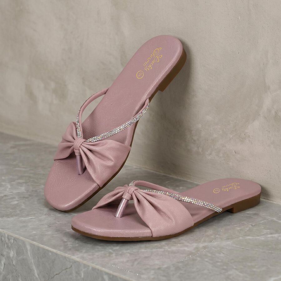 Women's Lilac Bow Strappy Sandals, Lilac, large