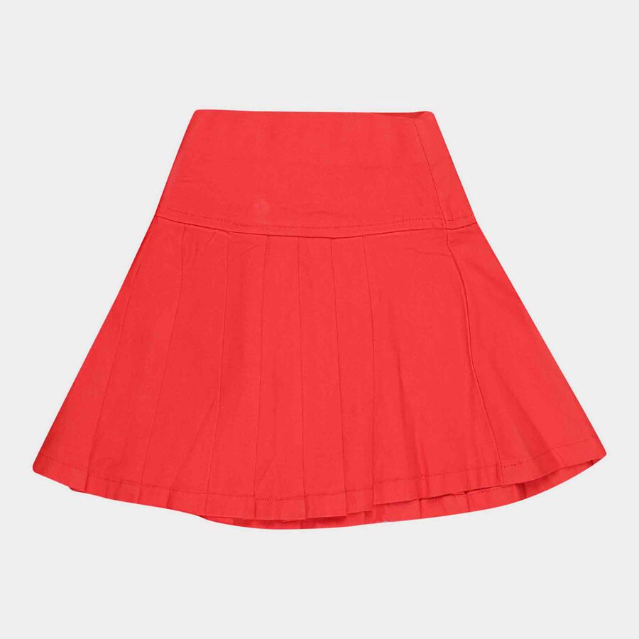 Girls Pleated Pull Ups Skirt, Red, large image number null