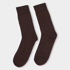 Men's Charcoal Gray And Deep Brown Crew Length Formal Socks, Brown, small image number null