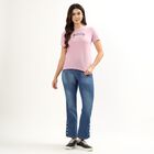 Women's Soft Lilac Purple Round Neck Graphic Printed T-Shirt, Lilac, small