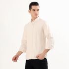 Men's Light Beige Cotton Button Down Casual Shirt, गहरा पीला, small image number null