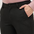 Men's Jet Black Slim Fit Formal Trousers, काला, small