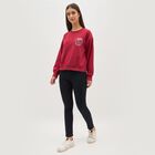 Women's Deep Cherry Red Crew Neck Casual Sweatshirt, Red, small image number null