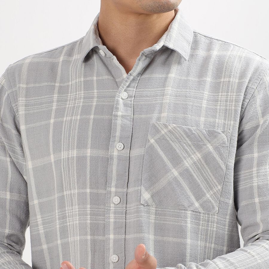 Men's 100% Cotton Casual Shirt , Light Grey, large image number null