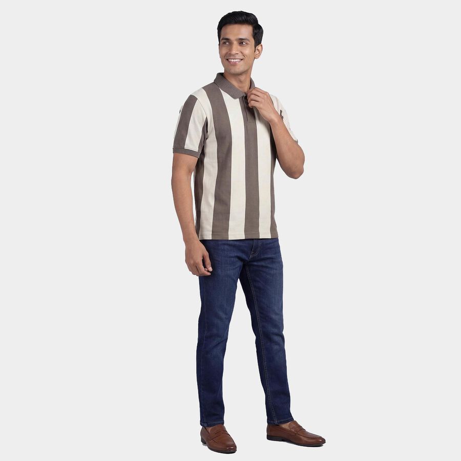 Men's Dark Grey Polo Collar Classic T-Shirt, Dark Grey, large