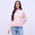 Women's Light Pastel Pink and Peach Turtleneck Casual Pullover, गुलाबी, small image number null