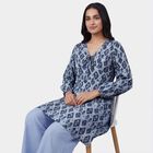 Women's Blue Round Neck Solid Kurta, हल्का नीला, small