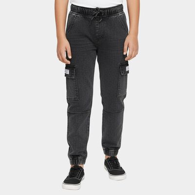 Boys' Black Regular Fit Washed Jeans