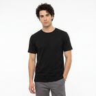 Men's Black Cotton Round Neck Regular T-Shirt, Black, small