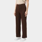 Women's Brown Straight Fit Solid Track Pants, भूरा, small