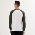 Men's White and Olive Green Crew Neck Casual T-Shirt , Light Green, small image number null