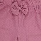 Girls' Pink Relaxed-Fit Textured Bow Detail Capri, Pink, small