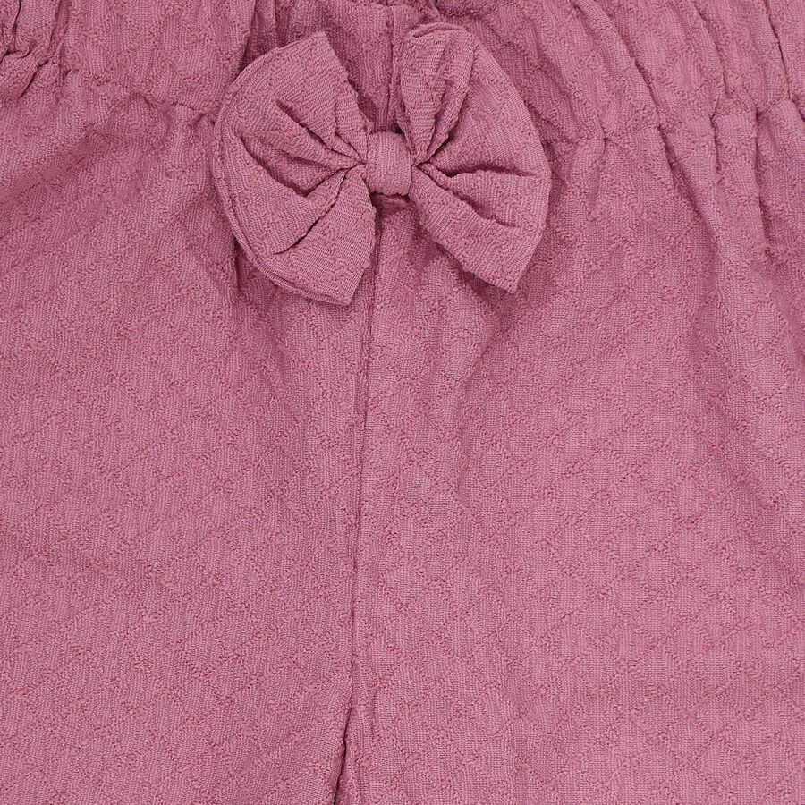 Girls' Pink Relaxed-Fit Textured Bow Detail Capri, Pink, large