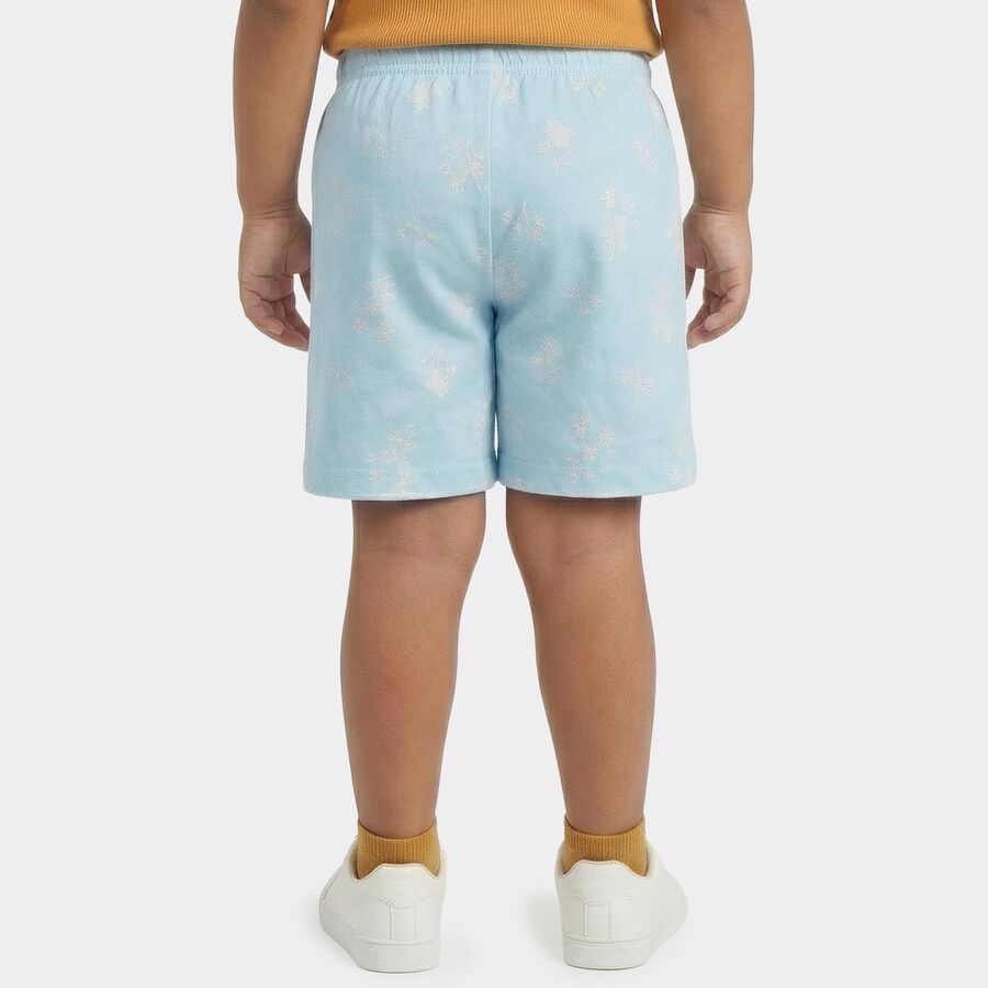 Girls' Light Blue Floral Elastic Waist Shorts, Light Blue, large
