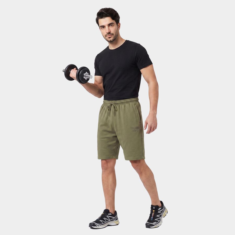 Men Olive Green Regular Fit Drawstring Jamaican Shorts, ओलिव, large