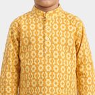 Boys' Yellow Cotton Mandarin Collar Casual Shirt, पीला, small