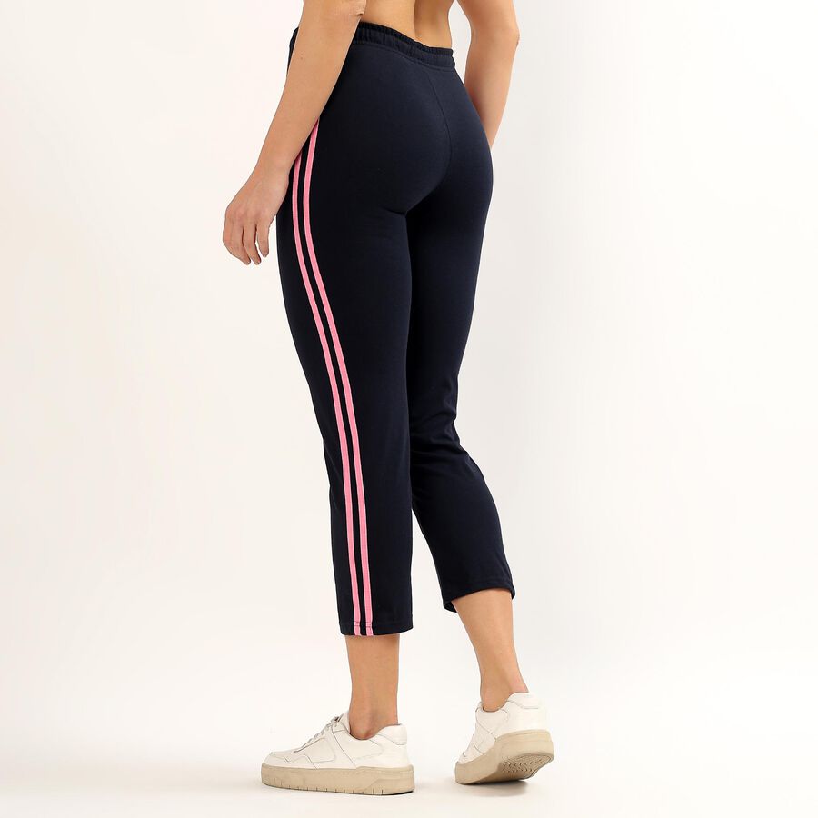 Women's Black Regular Fit Track Pants, नेवी ब्लू, large