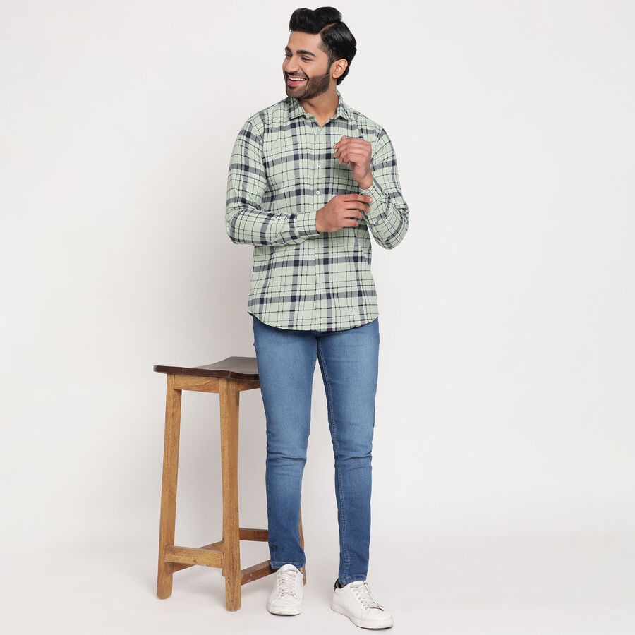 Checks Casual Shirt, Light Green, large image number null