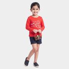 Girls Red Round Neck Regular Top, Red, small