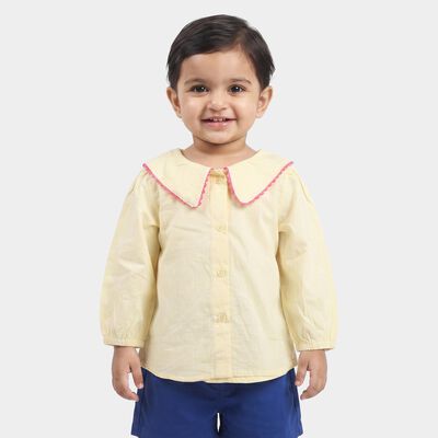 Infants Yellow Cotton Peter Pan Collar Shirt