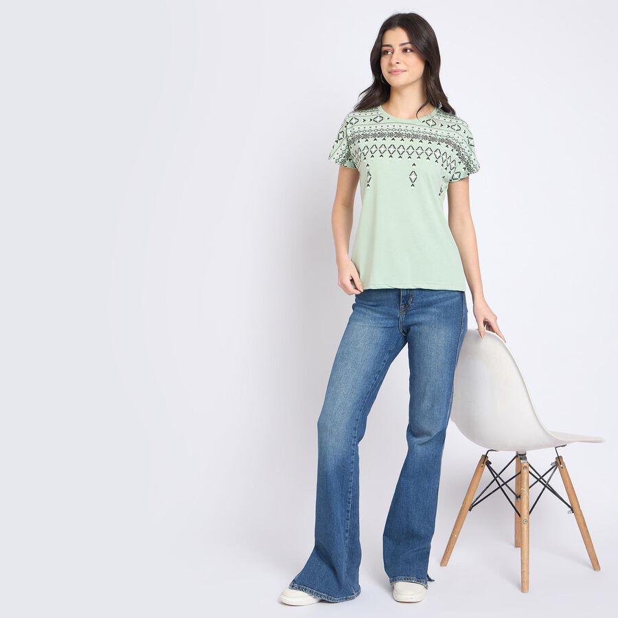 Ladies' Round Neck T-Shirt, हल्का हरा, large