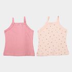 Girls Pink Cotton Square Neck Sleeveless Vest, हल्का गुलाबी, small