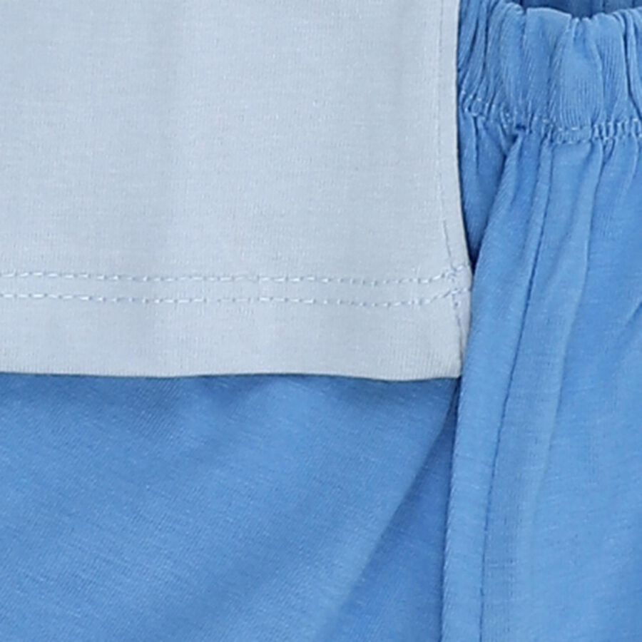 Boys' Light Blue Cotton Round Neck Graphic Baba Suit, Light Blue, large