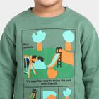 Boys' Green Crew Neck Pullover Sweatshirt, गहरा हरा, small
