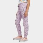 Girls' Lilac Regular Fit Heart Printed Pyjama, Lilac, small