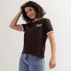 Ladies' 100% Cotton Round Neck T-Shirt , Brown, small