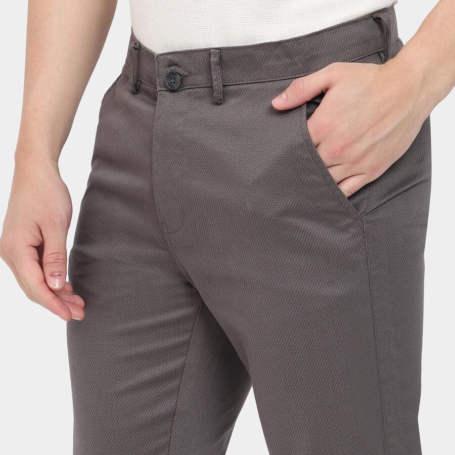 Men's Slim Fit Casual Trousers, हल्का ग्रे, large image number null