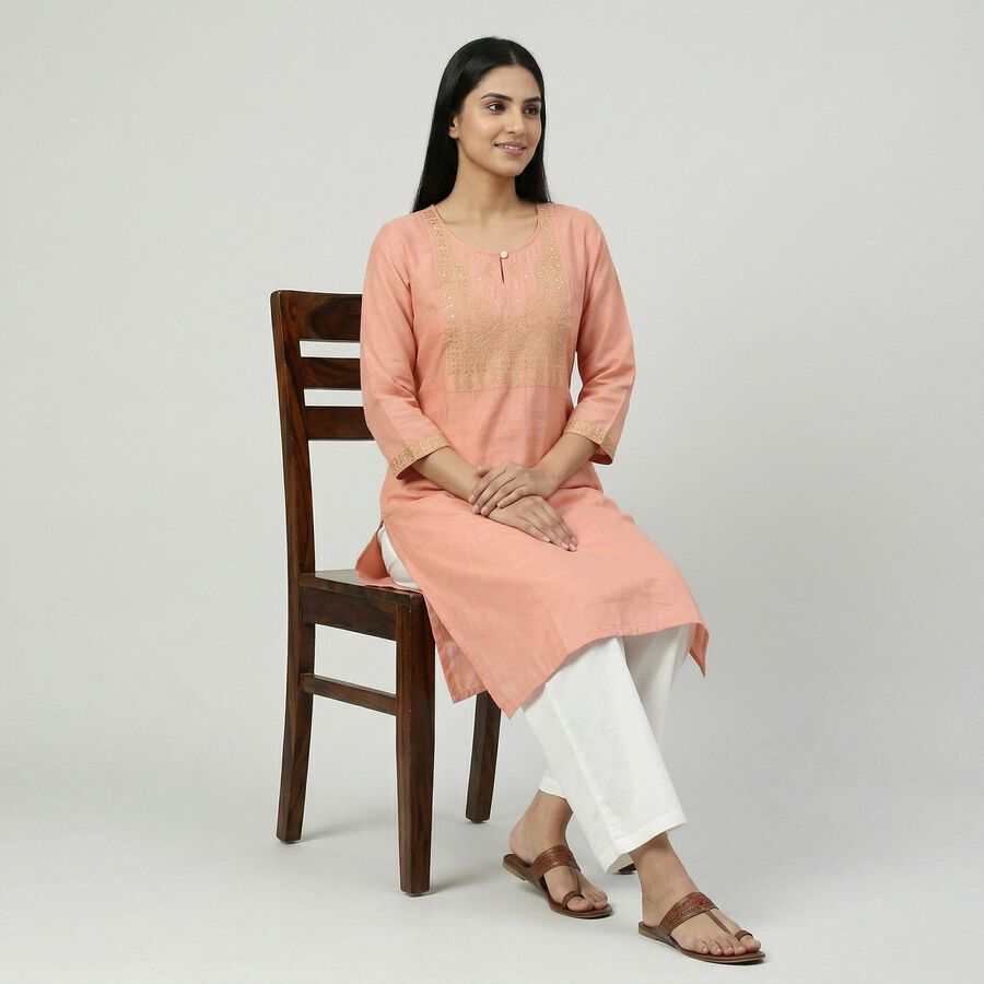 Women's Pink Kurta, गुलाबी, large
