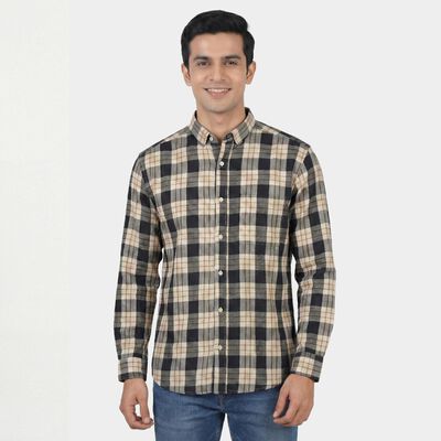 Men's Green Cotton Spread Collar Casual Shirt