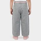 Girls' Grey Straight Fit Embroidered Jeans, Light Grey, small