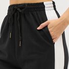 Women's Jet Black Regular Fit Side-Striped Track Pants, Black, small image number null