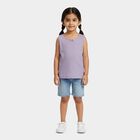 Girls' Lilac Cotton Round Neck Casual Vest, Lilac, small