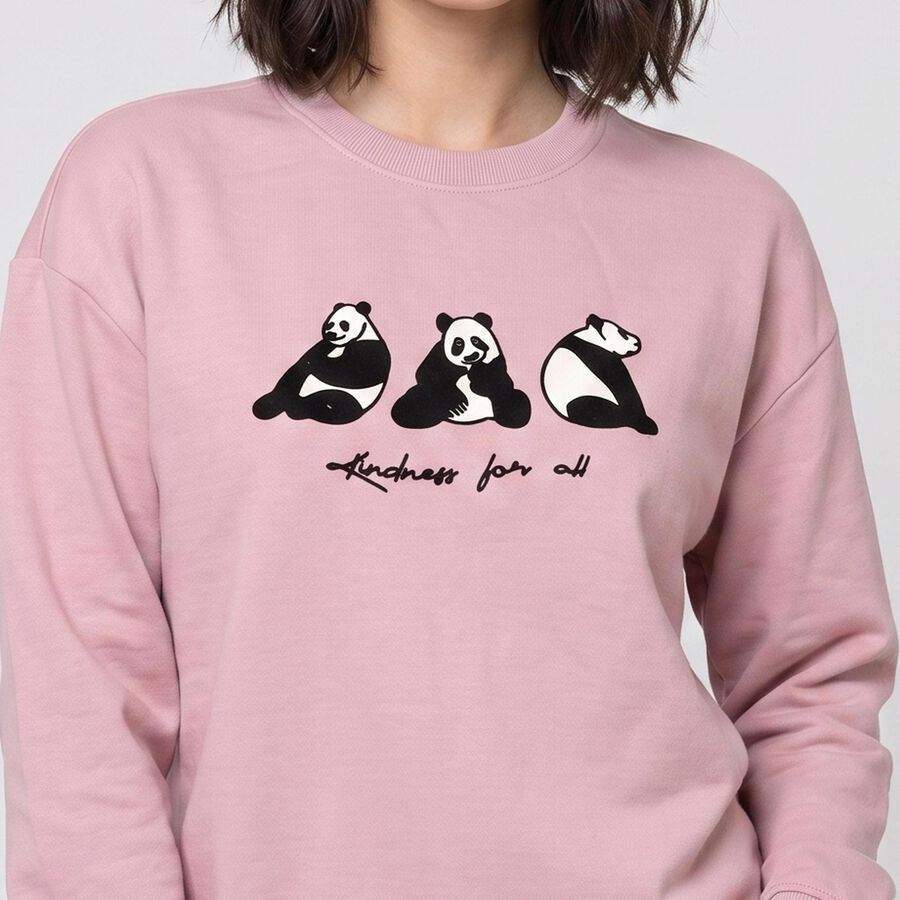 Women Lilac Crew Neck Graphic Print Sweatshirt, Lilac, large