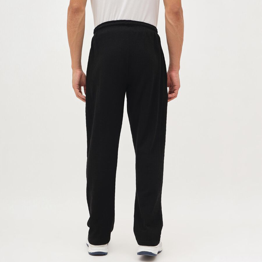 Men's Jet Black Relaxed Fit Logo Detail Track Pants, Black, large image number null