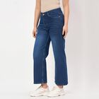 Women's Blue Wide Leg High Rise Jeans, Mid Blue, small
