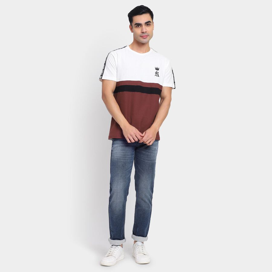 Men's 100% Cotton Round Neck Half Sleeves T-Shirt , Brown, large image number null