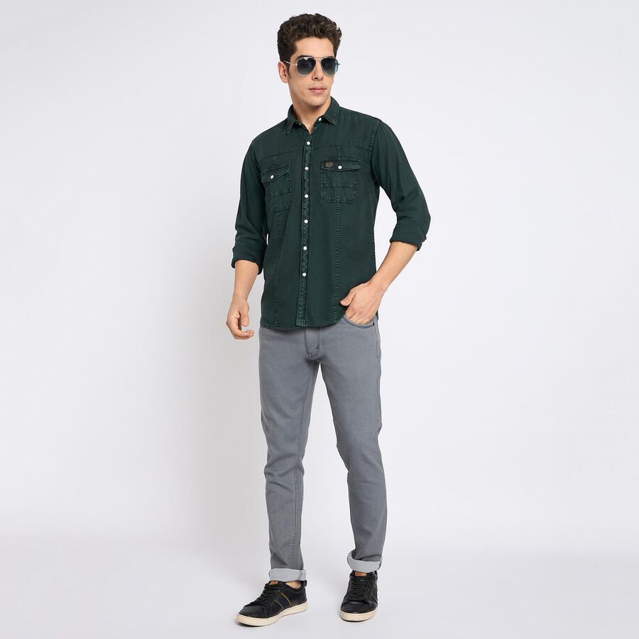 Men's 100% Cotton Casual Shirt , गहरा हरा, large image number null