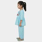 Girls' Sky Blue Round Neck Bandhani Print Peplum Top and Palazzo Fusion Set, हल्का नीला, small