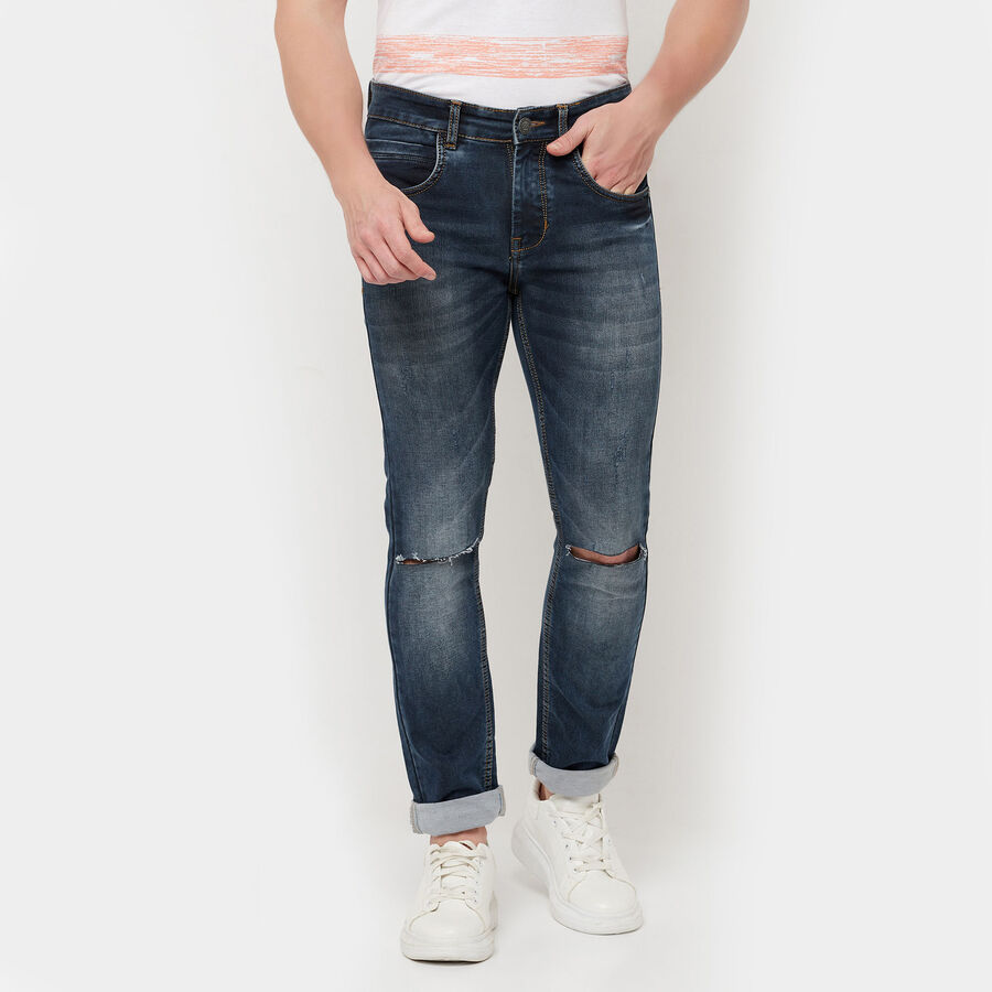 Classic 5 Pocket Skinny Jeans, Dark Blue, large image number null