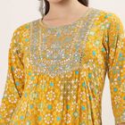 Women's Mustard Floral Printed Ethnic Set, Mustard, small