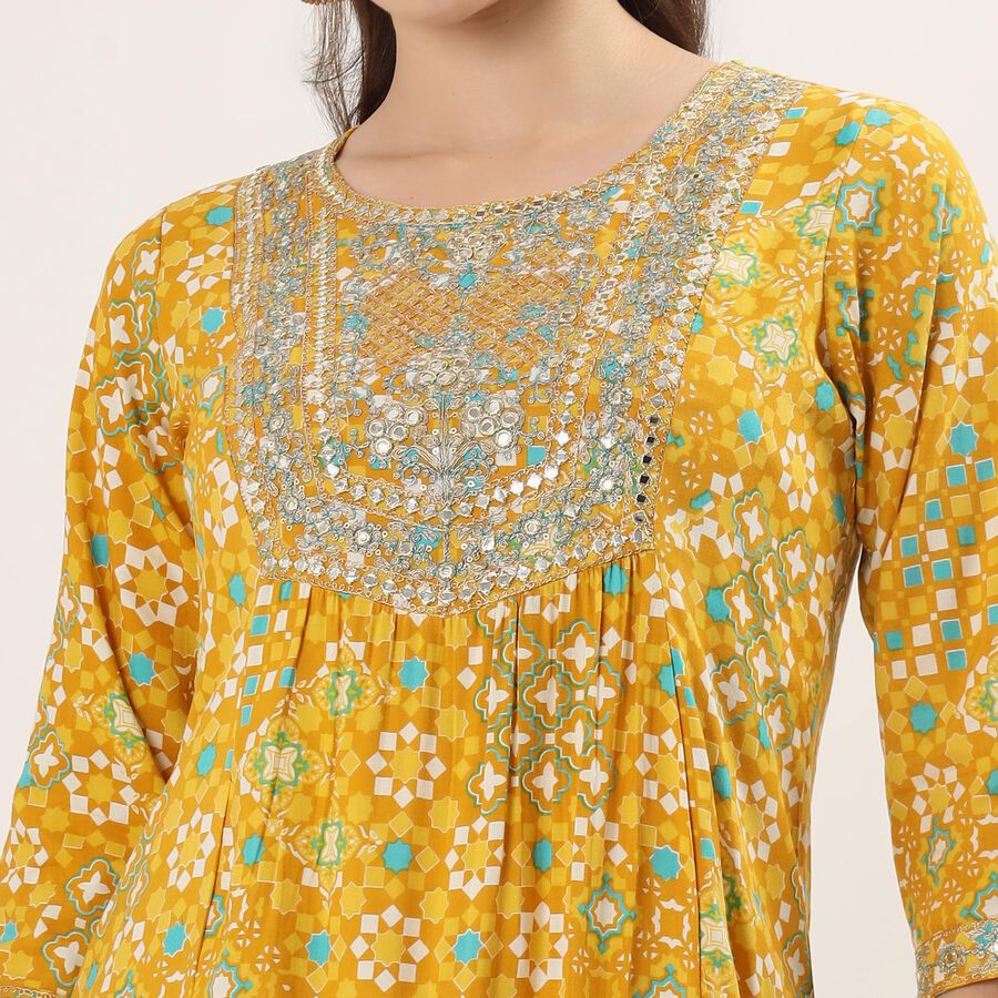 Women's Mustard Floral Printed Ethnic Set, Mustard, large