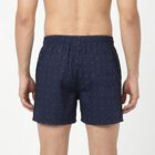 Men's Navy Blue Relaxed Fit Printed Boxers, नेवी ब्लू, small
