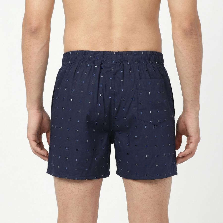 Men's Navy Blue Relaxed Fit Printed Boxers, नेवी ब्लू, large
