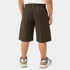 Boys' Olive Green Striped Cotton Jamaican Shorts, Olive, small