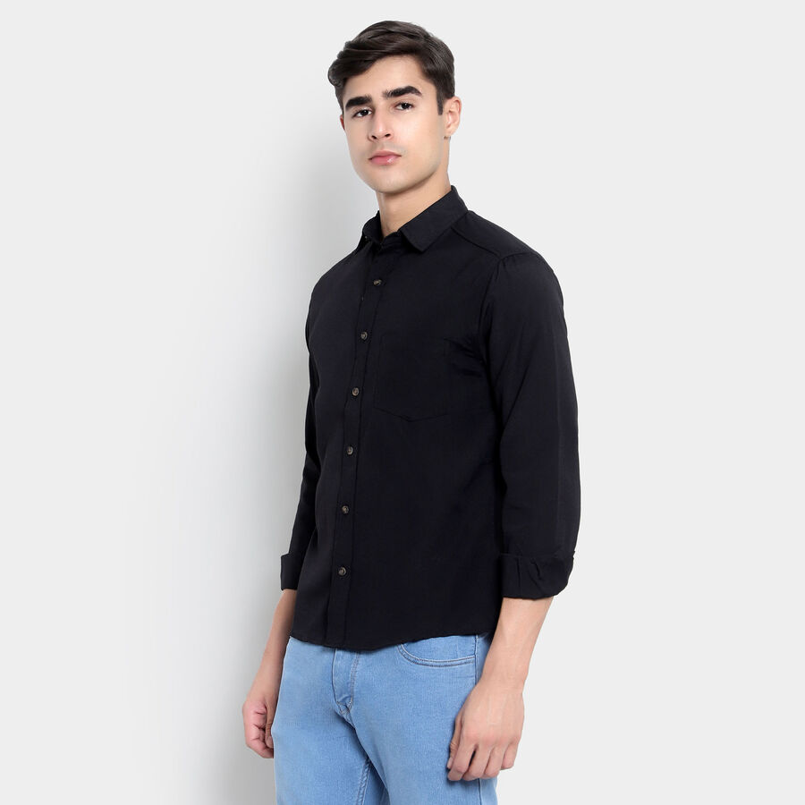 Solid Casual Shirt, Black, large image number null